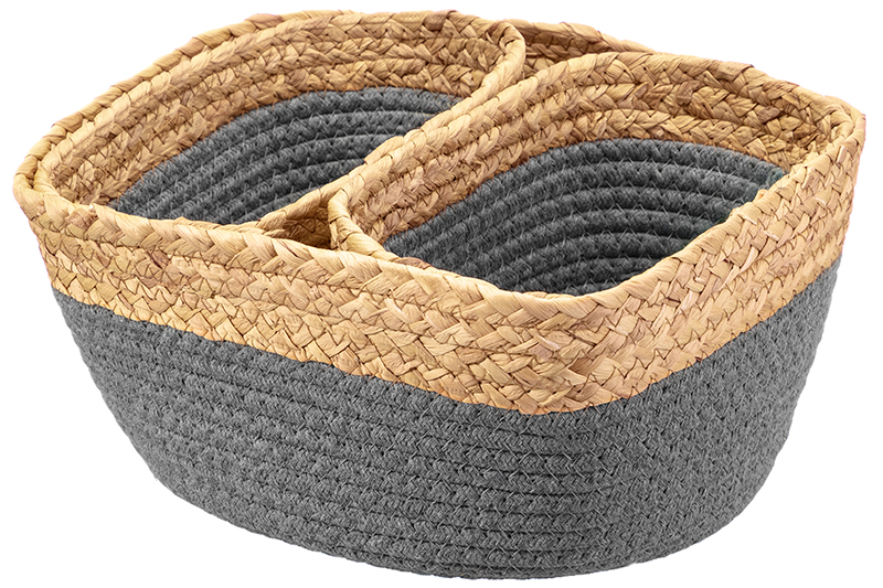 Набор 3 плетеных корзин 1 корзинка 30*25*14 см, 2 корзинки 22*14*12 см, серый