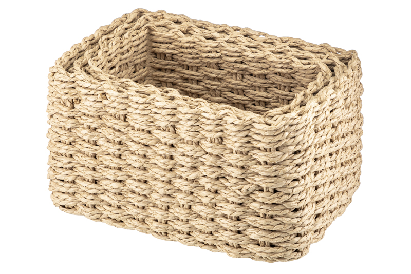 Набор 3 плетеных корзин 22*16*13см, 20*14*12см, 18*12*10см, соломенный