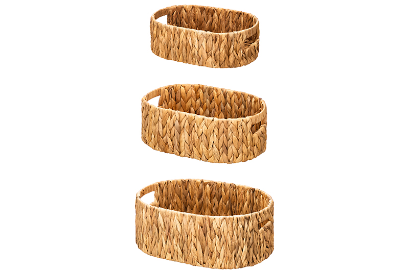 Набор 3 плетеных корзин 36,5*27*14 см, 34*22,5*12 см, 29,5*19,5*10,5 см, водный гиацинт