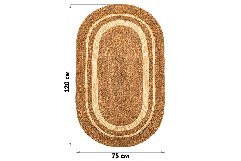 Коврик плетеный 120*75*0,7 см, овальный. водный гиацинт