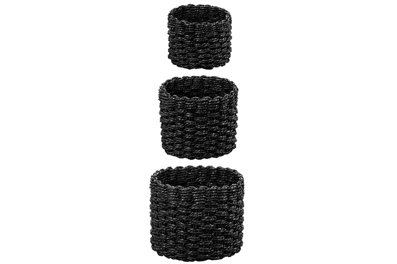 Набор 3 плетеных корзин, 1 корзинка 18*18*15 см, 1 корзинка 15*15*13см, 1 корзинка 12*12*10см, тем-с