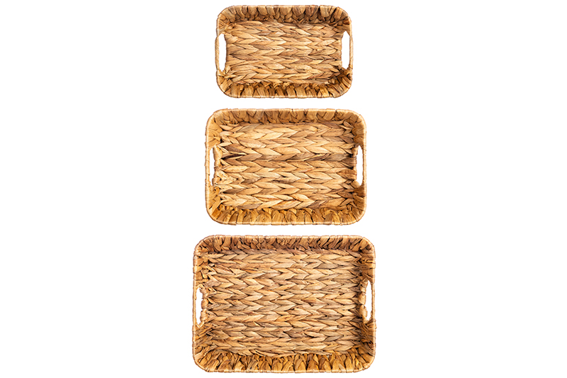 Набор 3 плетеных корзин 35*26*9 см, 31*22*8 см, 27*18*6 см, водный гиацинт