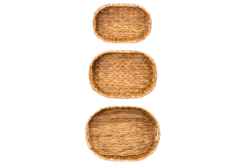 Набор 3 плетеных корзин 36,5*27*14 см, 34*22,5*12 см, 29,5*19,5*10,5 см, водный гиацинт