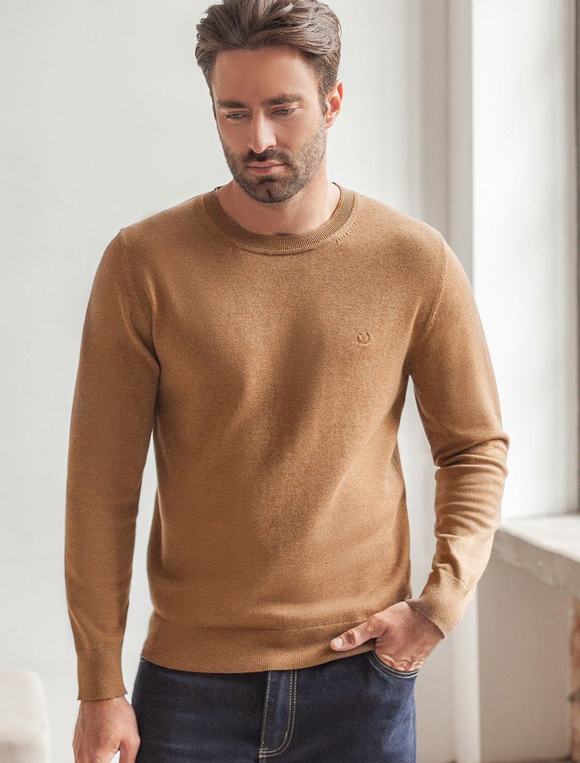 ст. цена1990руб.! VILATTE Джемпер U39.014коричневый меланж