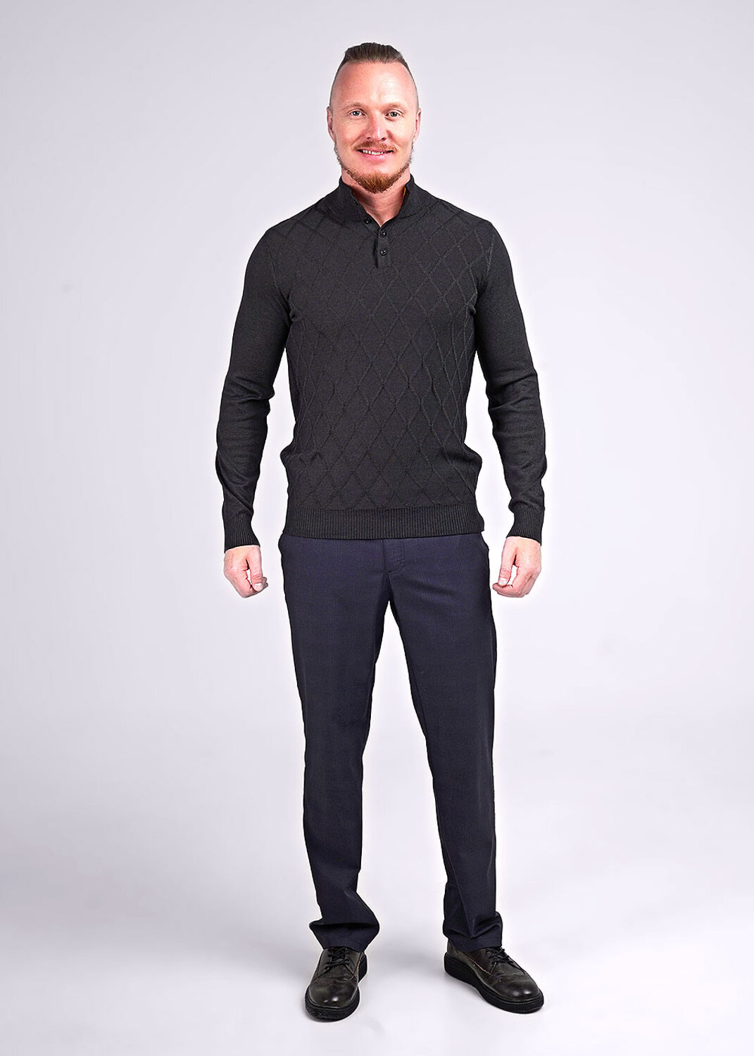 ст. цена1499руб.! CLEVER Джемпер 444297/22хамеланж т.серый