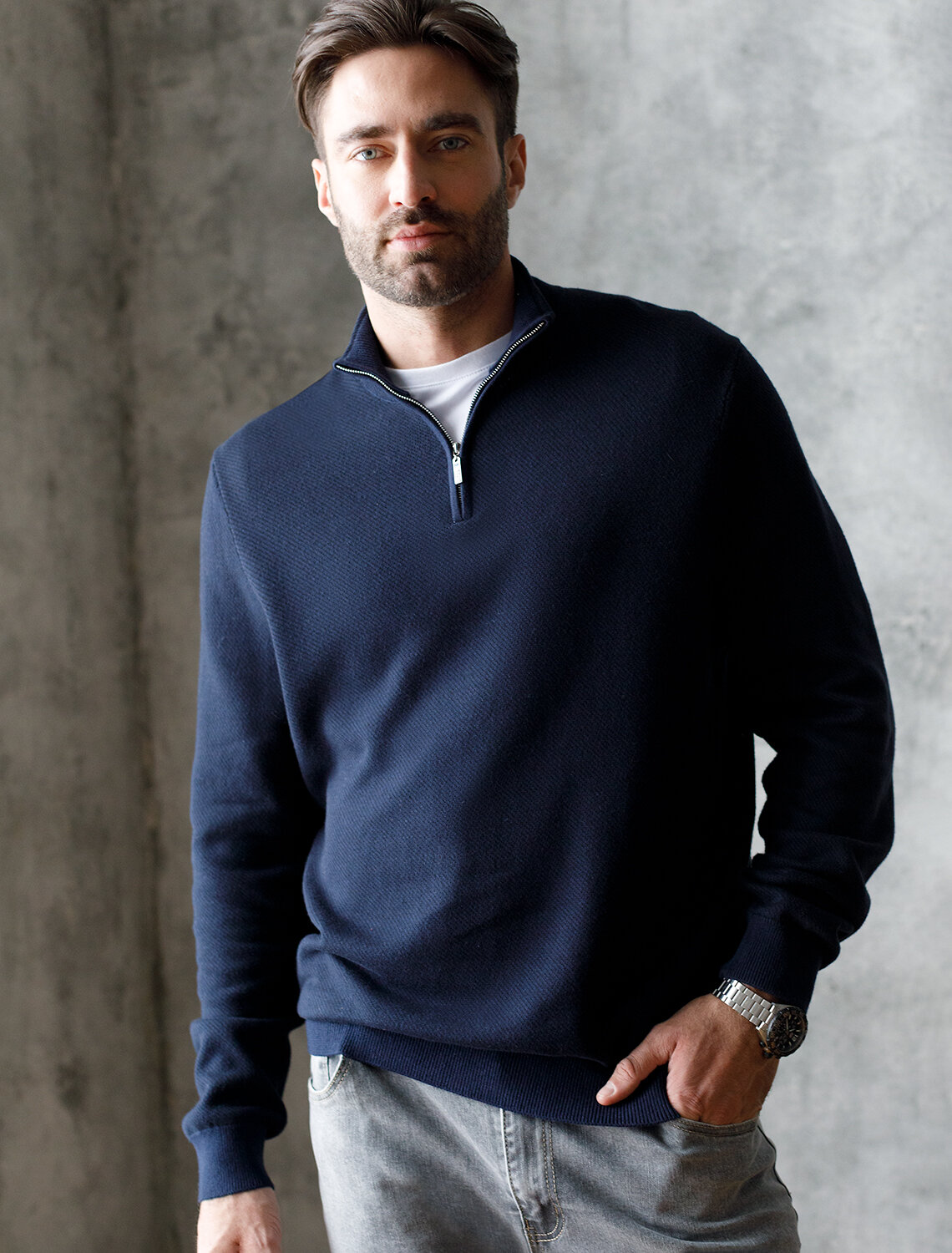 ст. цена2190руб.! VILATTE Джемпер U39.005темно-синий