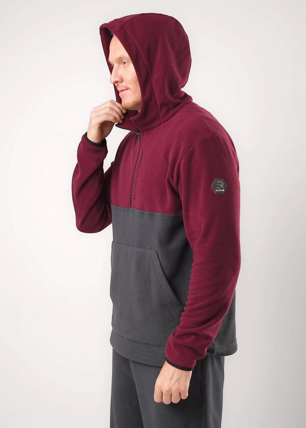 ст. цена1840руб.! CLEVER Джемпер 452595/01лт.бордовый/т.серый