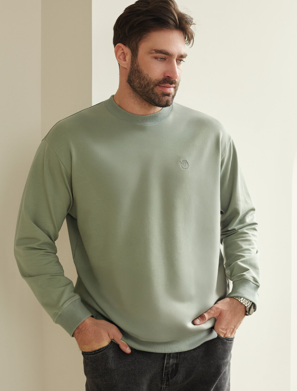 ст. цена1990руб.! VILATTE Джемпер U49.067св.оливковый