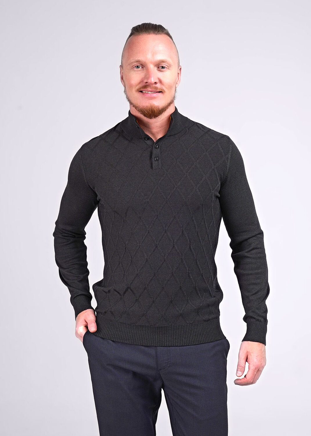 ст. цена1499руб.! CLEVER Джемпер 444297/22хамеланж т.серый