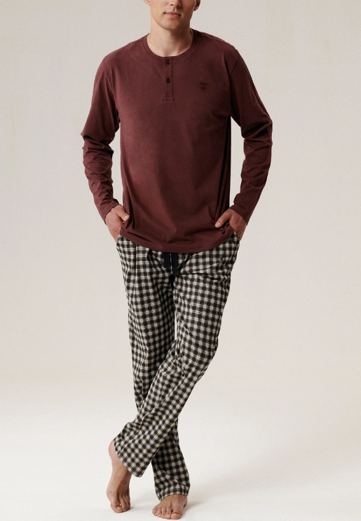 2020р 2689р Мужская пижама Atlantic, 1 шт. в уп., хлопок, винная + серая, NMP-394