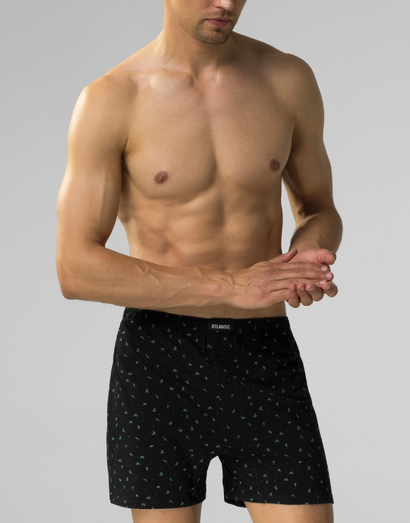 1027р 1369р Мужские трусы боксеры Atlantic, набор из 2 шт., хлопок, черные, 2MBX-058
