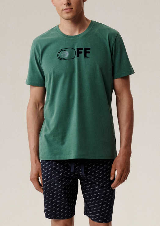 1650р 2199р Мужская пижама Atlantic, 1 шт. в уп., хлопок, сосново-зелёная и тёмно-синяя, NMP-395