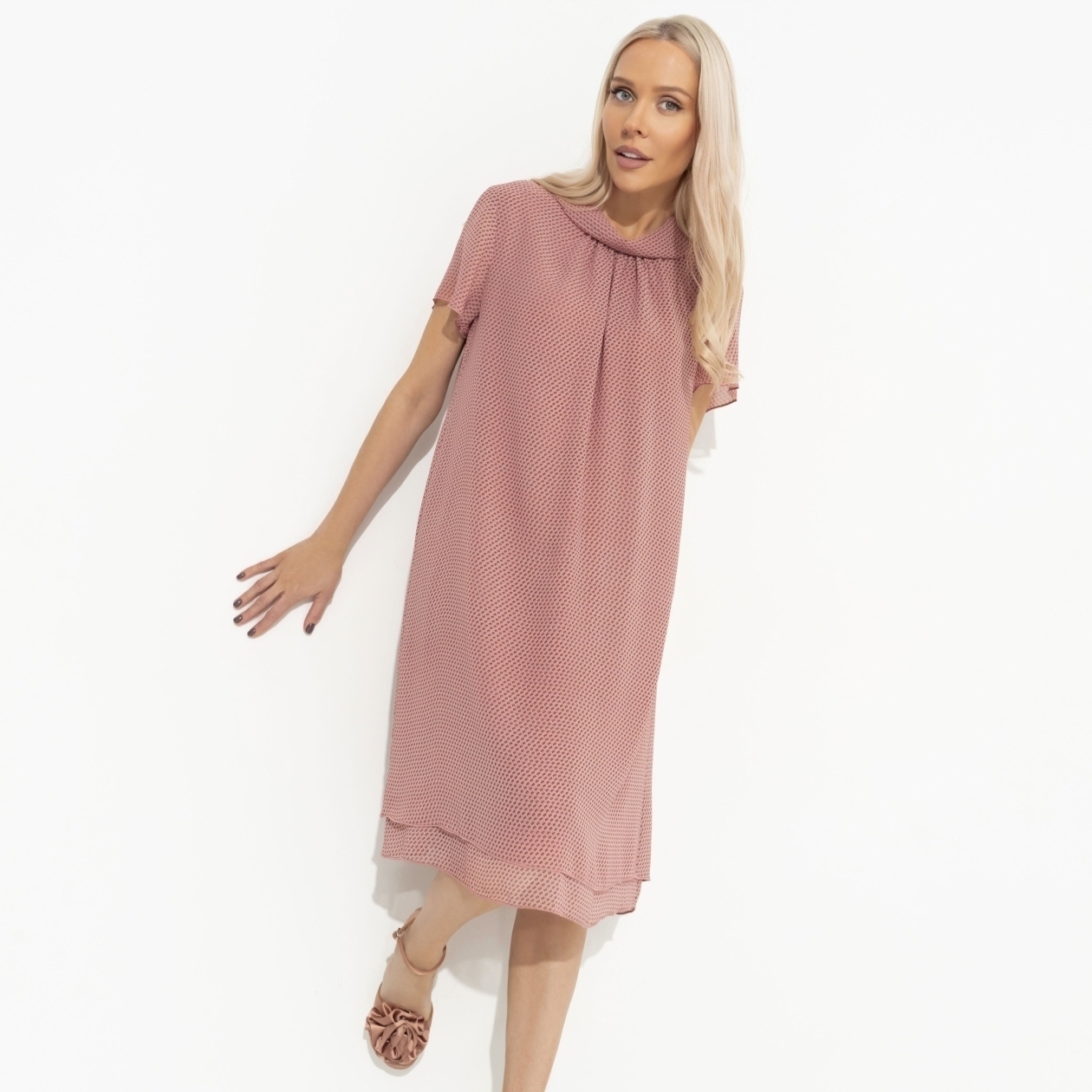 СТ. ЦЕНА 1990 руб//Платье с декоративным воротником, Мечтательная (розовый)