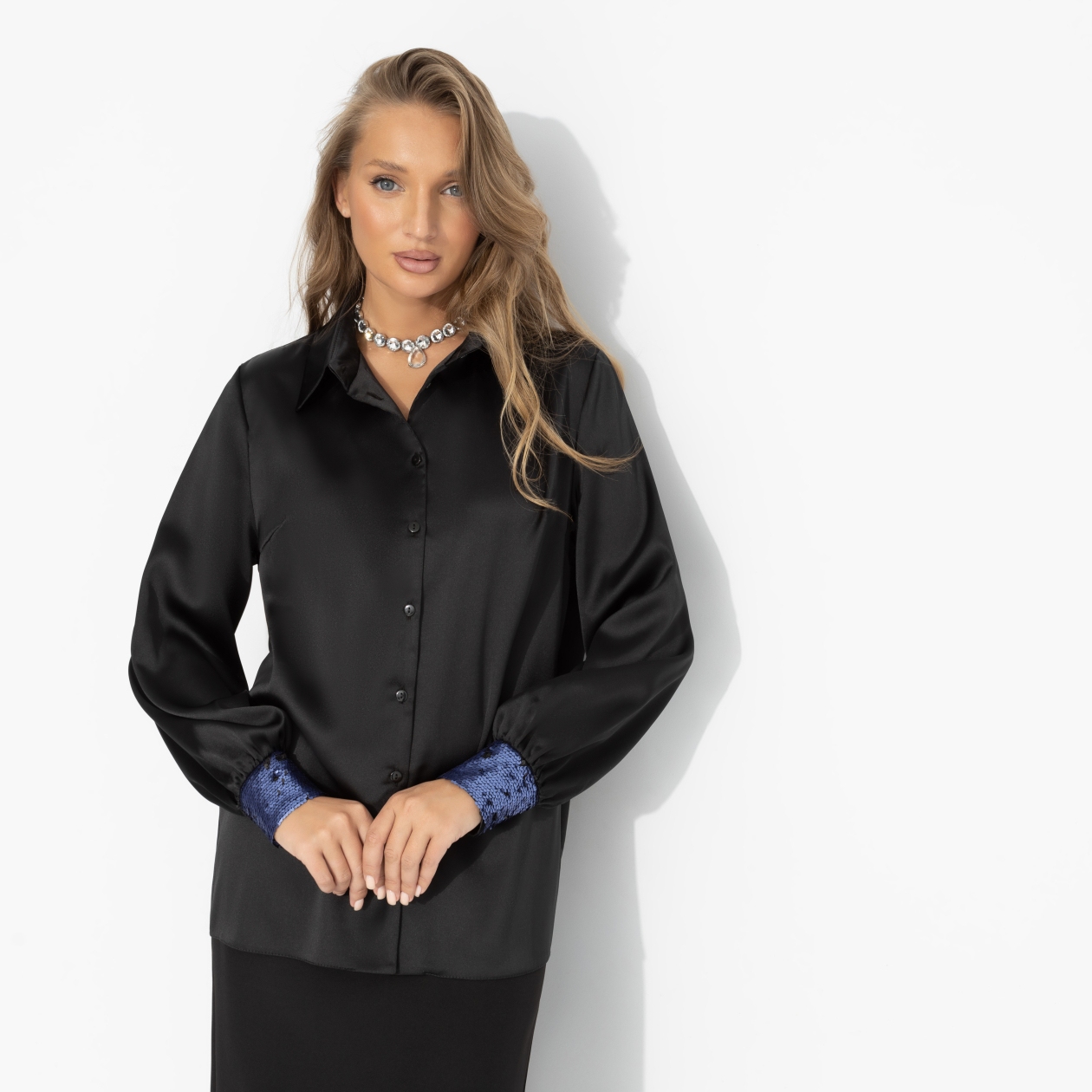 СТ. ЦЕНА 1690 руб//Рубашка с акцентными манжетами, Лабиринт обещаний (роскошь)