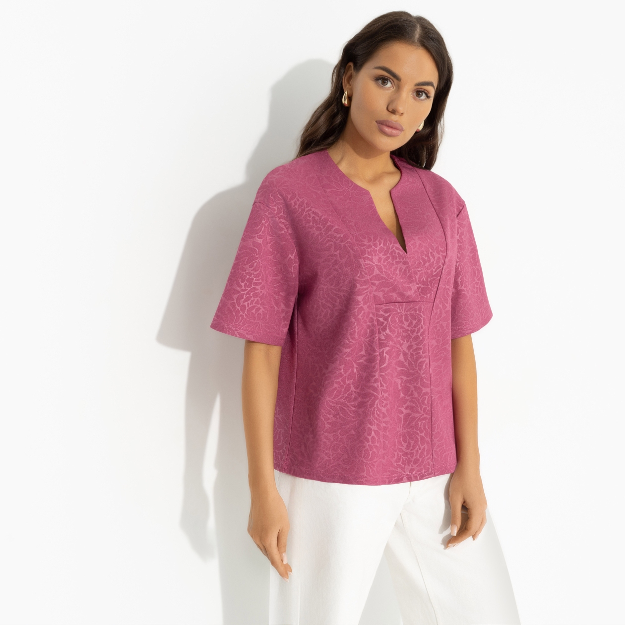 СТ. ЦЕНА 1190 руб//Блуза свободного кроя, Позиция лидера (pink)