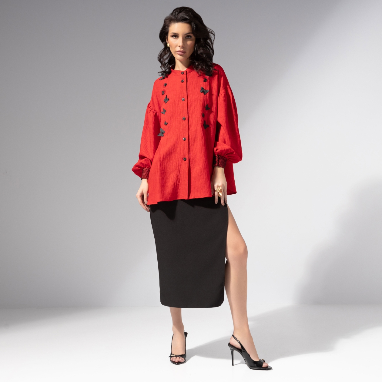 СТ. ЦЕНА 2390 руб//Рубашка нарядная, Нежный шум (красная)