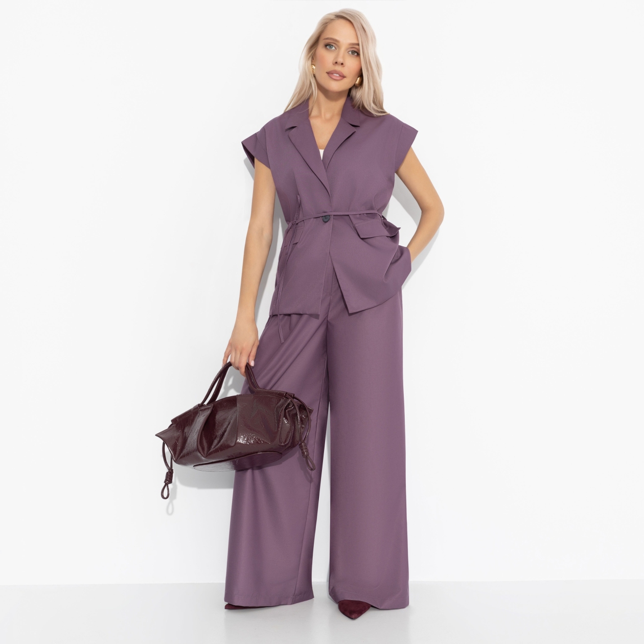 СТ. ЦЕНА 2390 руб//Жакет на завязках, Слишком модно (бордовый)