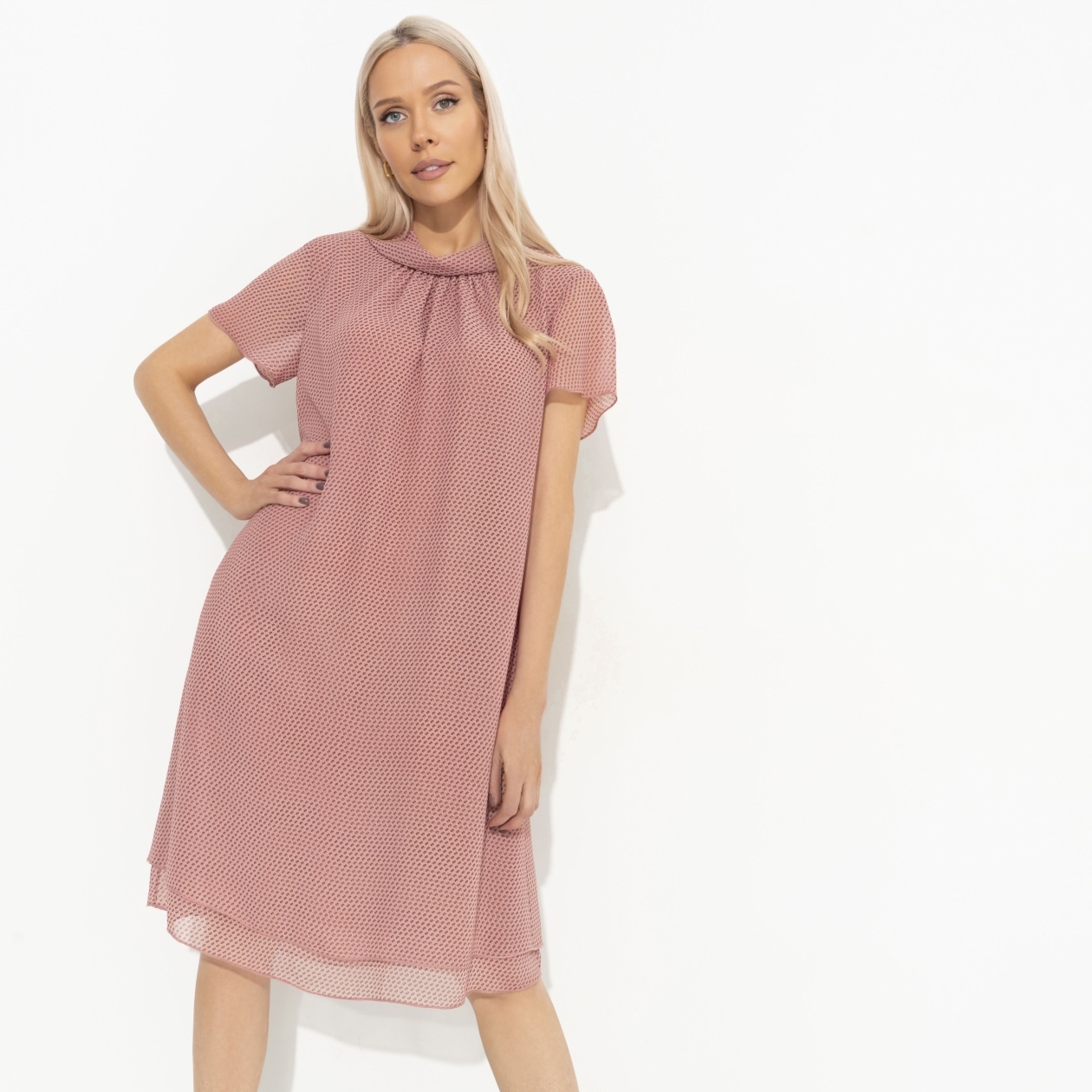 СТ. ЦЕНА 1990 руб//Платье с декоративным воротником, Мечтательная (розовый)