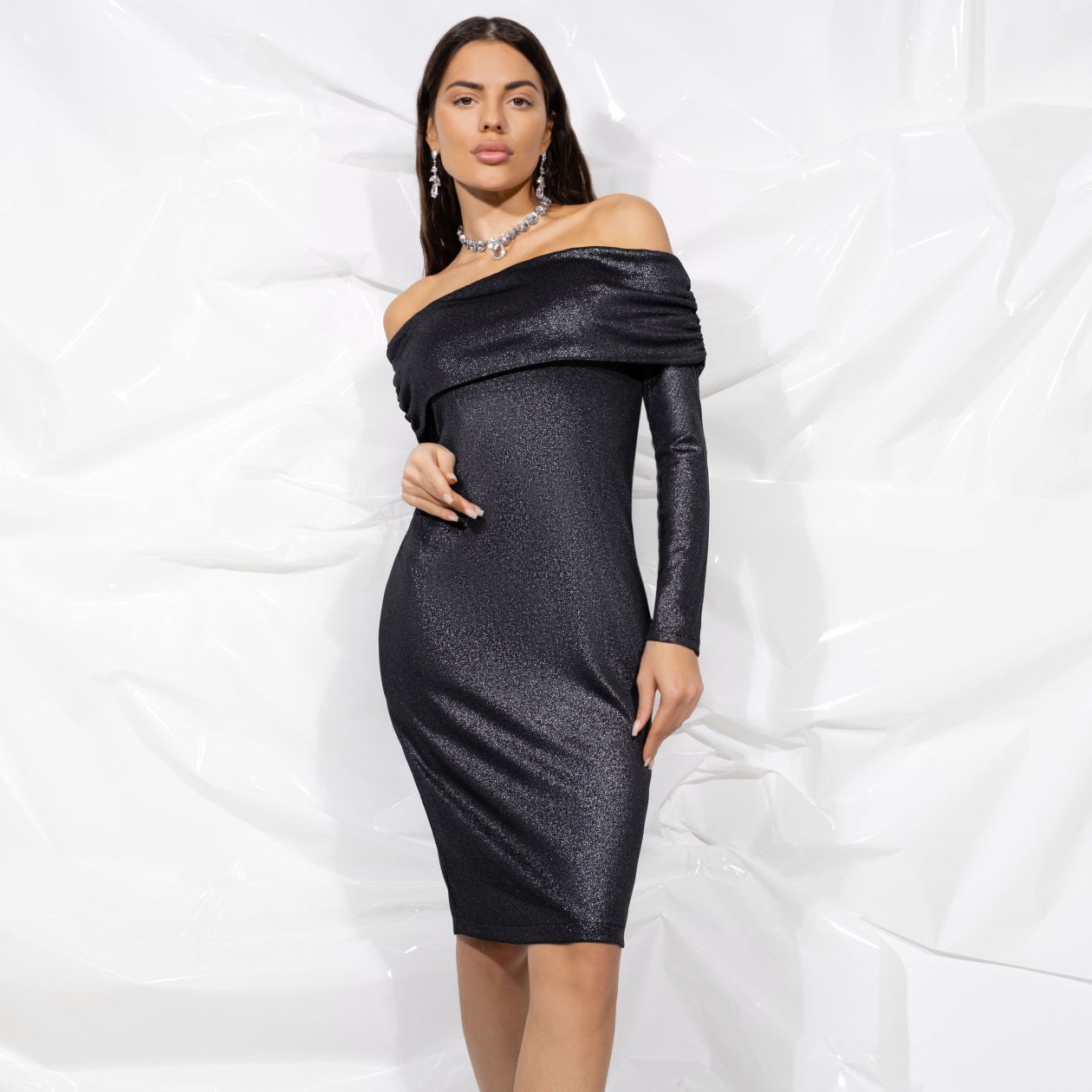 СТ. ЦЕНА 1890 руб//Платье-футляр с металлизированным напылением, Модные грёзы