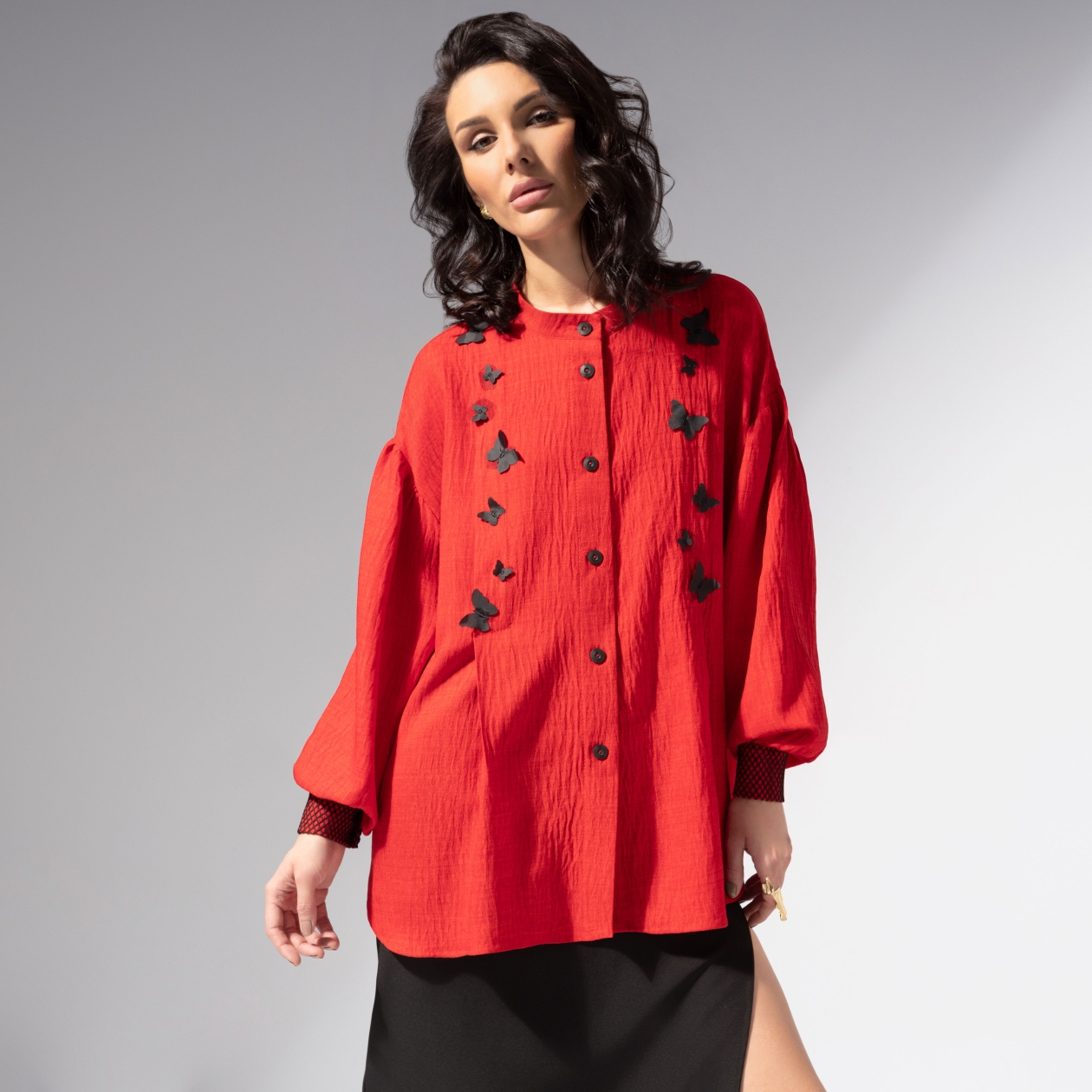 СТ. ЦЕНА 2390 руб//Рубашка нарядная, Нежный шум (красная)