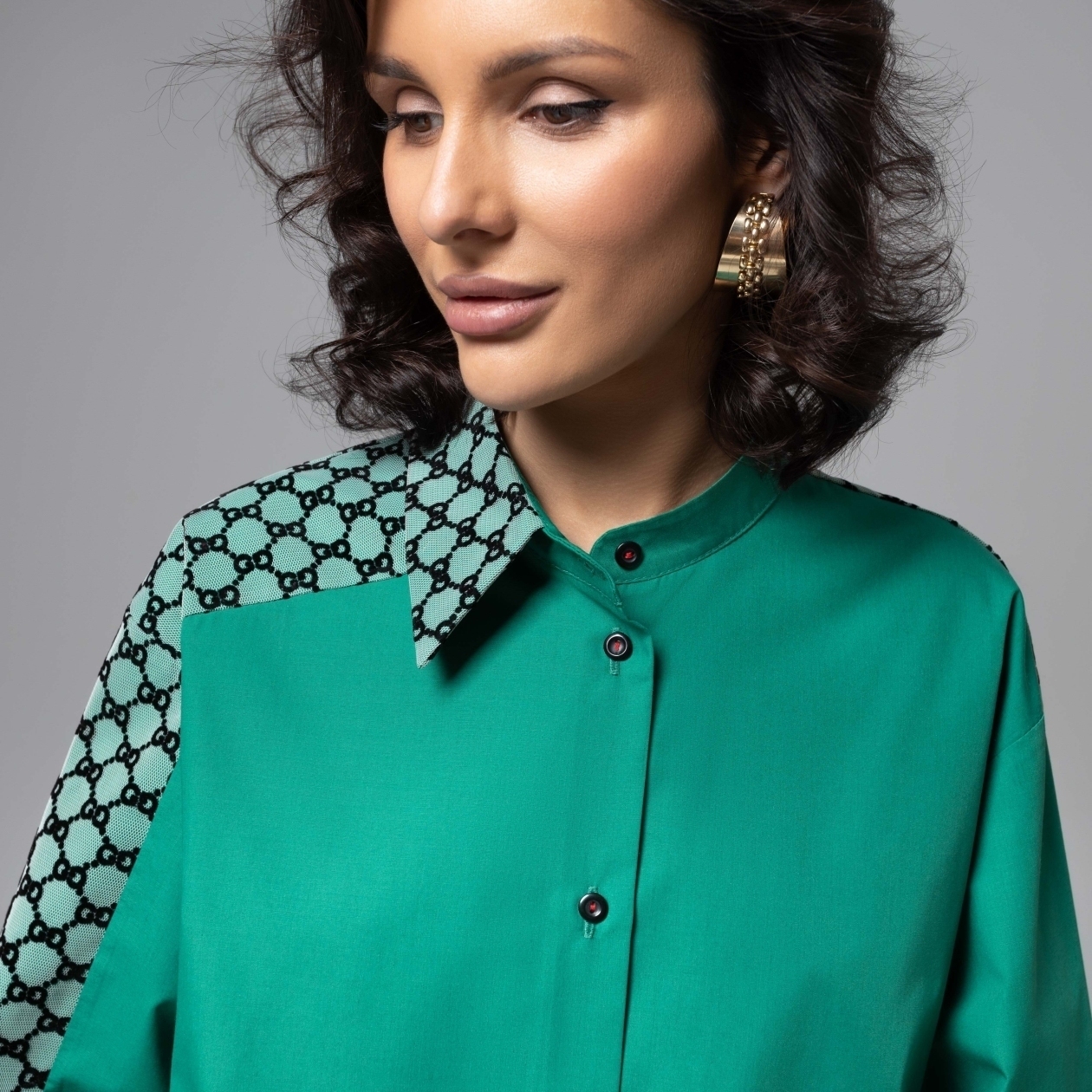 СТ. ЦЕНА 2390 руб//Рубашка комбинированная с сеткой, Моя философия – шик