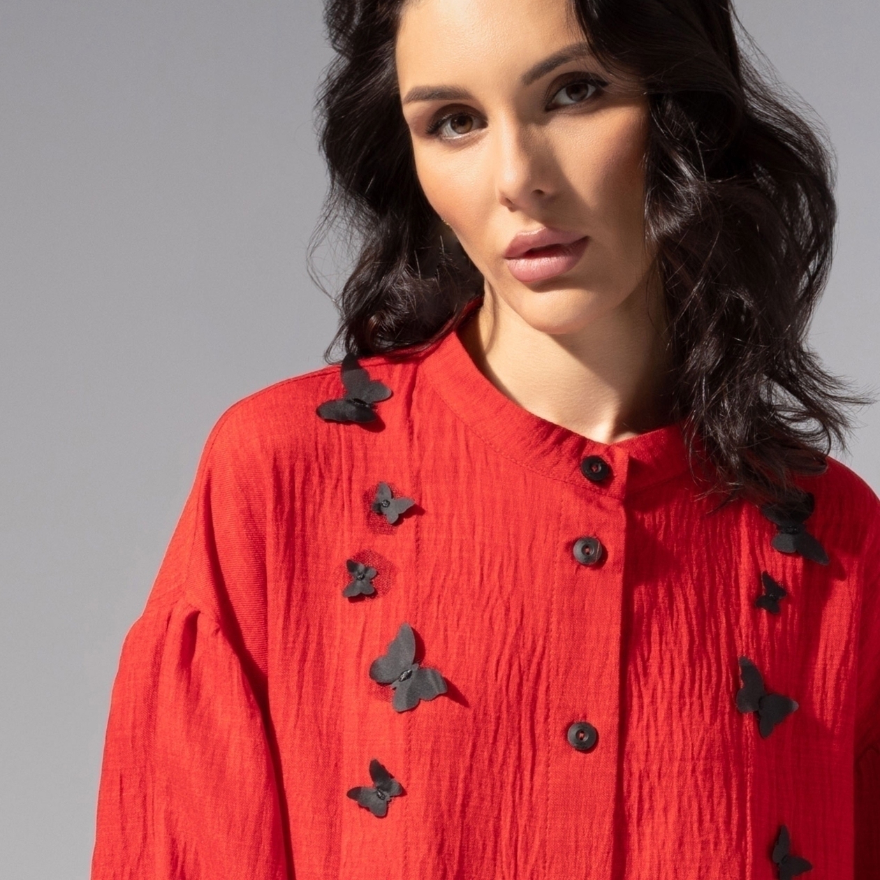 СТ. ЦЕНА 2390 руб//Рубашка нарядная, Нежный шум (красная)