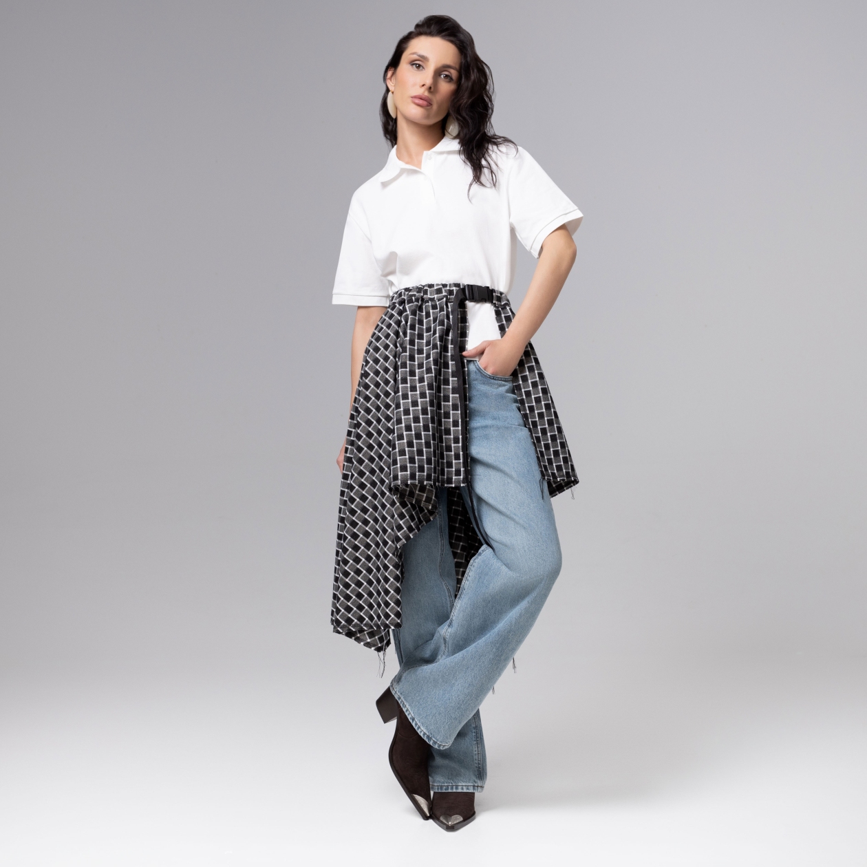 СТ. ЦЕНА 1690 руб//Юбка-килт дизайнерская, Игра теней (серый)