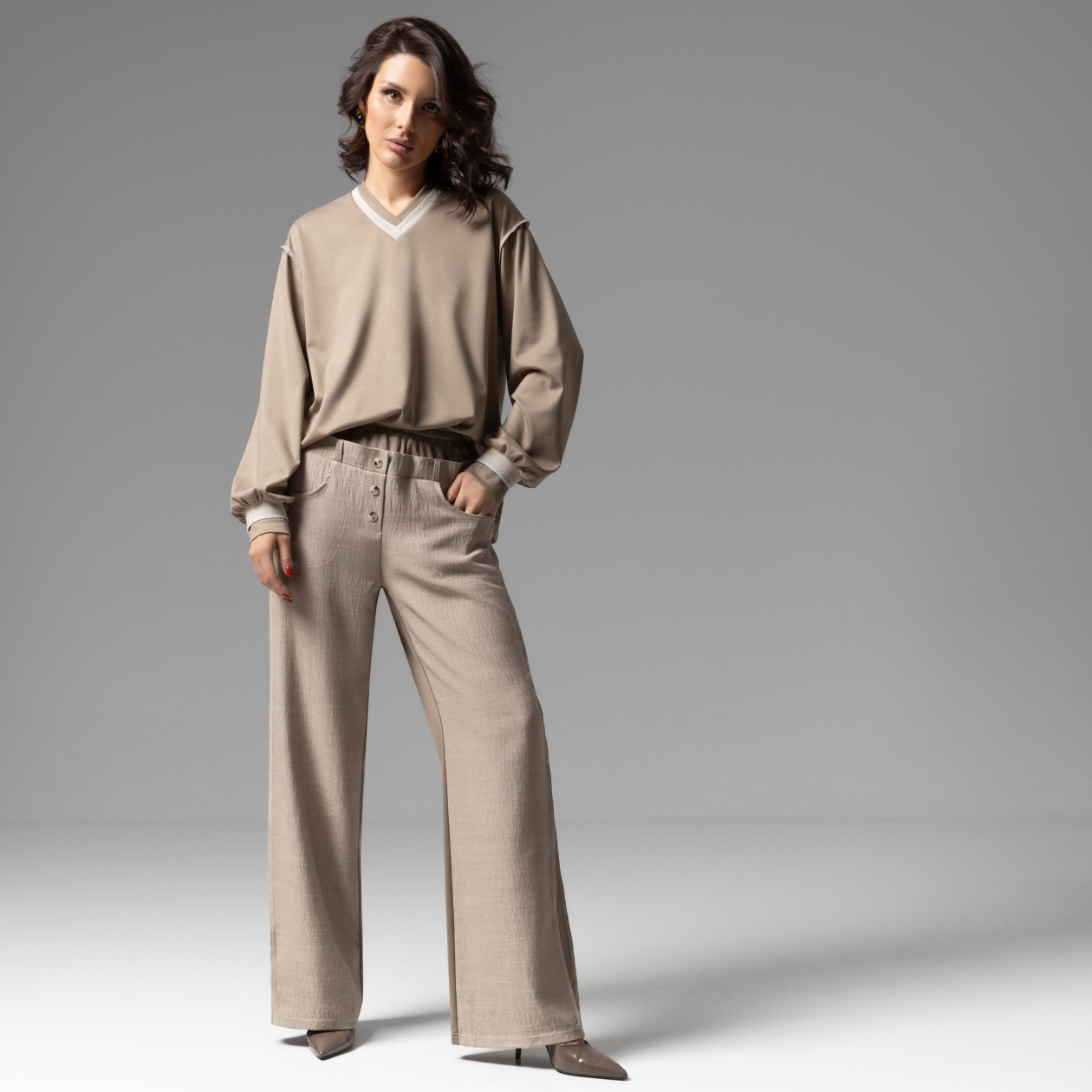 СТ. ЦЕНА 2490 руб//Брюки с имитацией многослойности, Раскованный шик