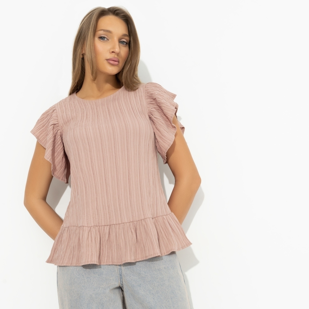 СТ. ЦЕНА 1490 руб//Блуза из жатой ткани, Потому что нужно! (коричневая)