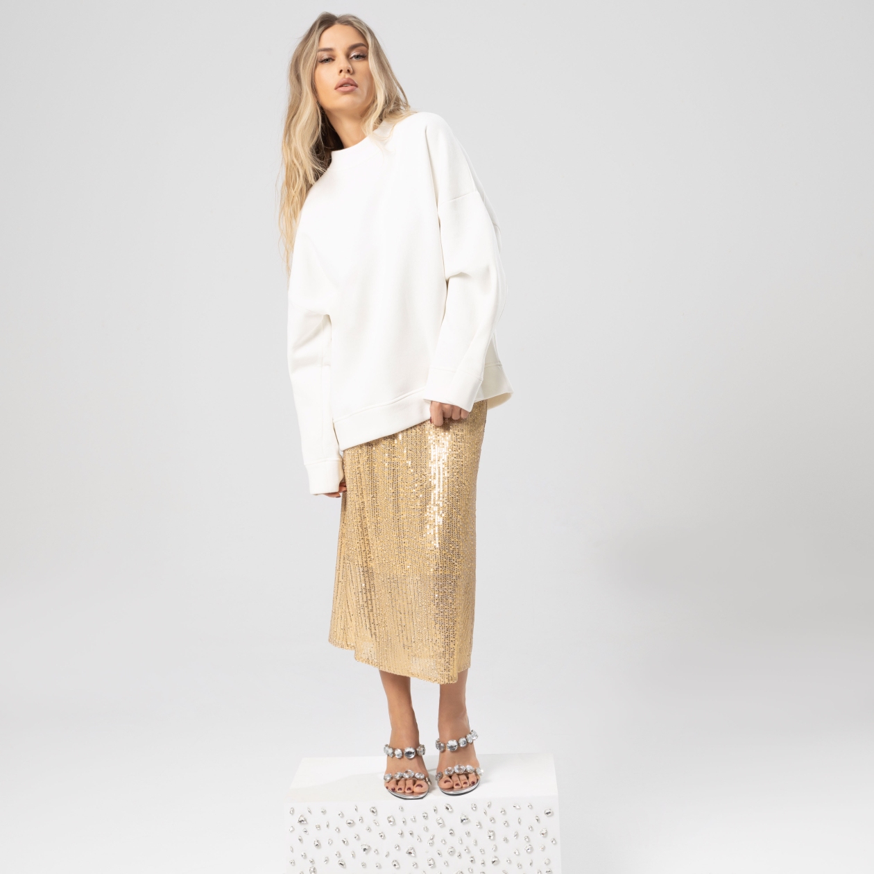 СТ. ЦЕНА 1690 руб//Юбка с пайетками на подкладе, Сияние гламура (hot bronze)