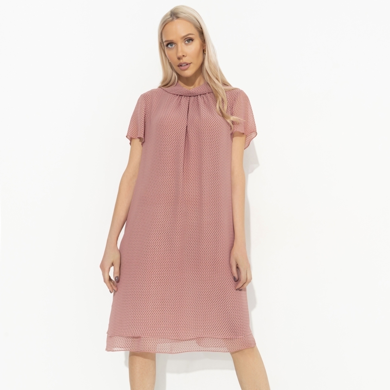 СТ. ЦЕНА 1990 руб//Платье с декоративным воротником, Мечтательная (розовый)