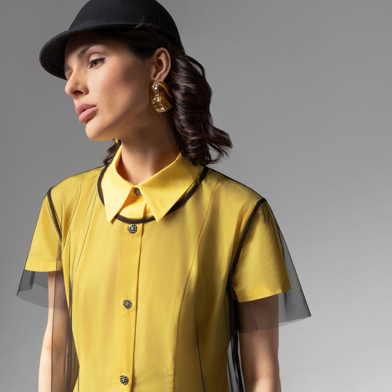 СТ. ЦЕНА 4490 руб//Платье-рубашка многослойное, Стильное самообладание (желтое, 2 в 1)