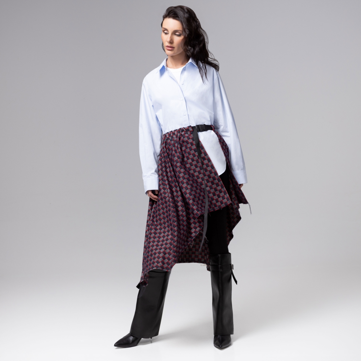 СТ. ЦЕНА 1690 руб//Юбка-килт с необработанными краями, Игра теней