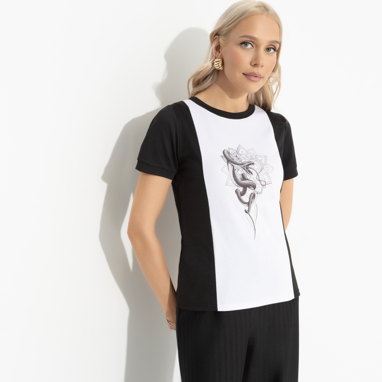 СТ. ЦЕНА 1050 руб//Футболка с принтом, Я так хочу (snake)