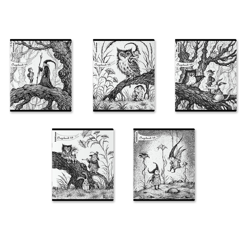 41р. 130р.Тетрадь общая ученическая ErichKrause Монохромная история, 48 листов, клетка, твин-лак_MIX-PACK