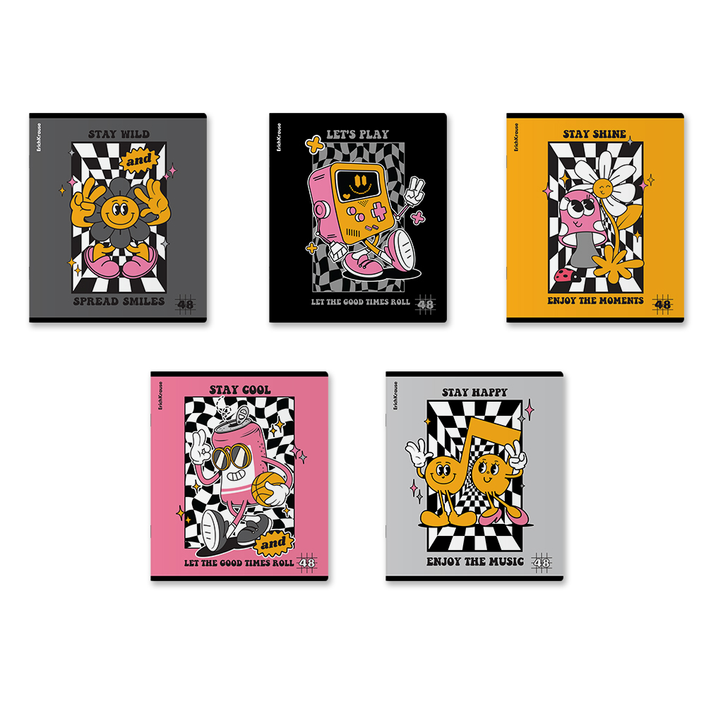 35р. 130р.Тетрадь общая ученическая ErichKrause Positive Vibe, 48 листов, клетка_MIX-PACK