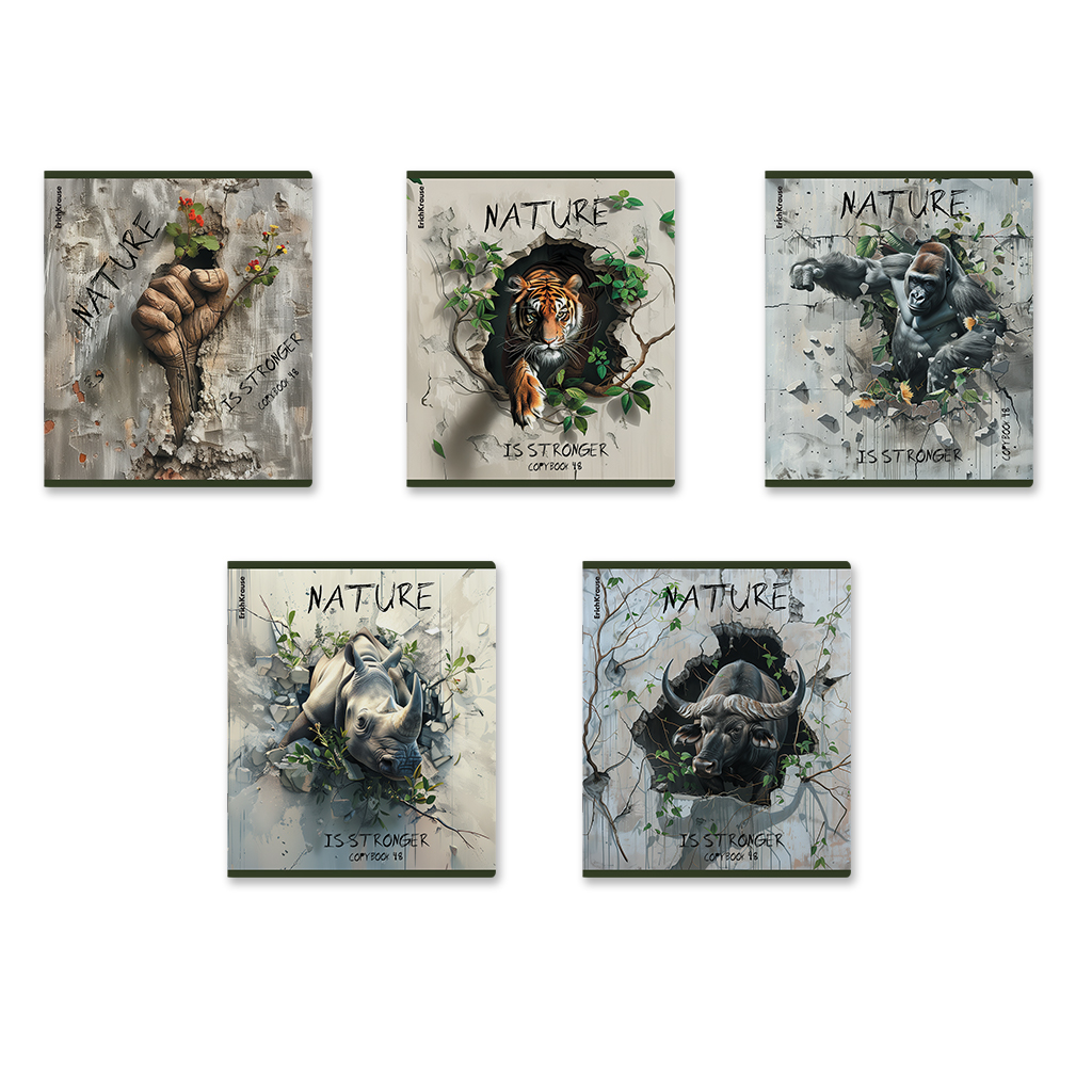 41р. 130р.Тетрадь общая ученическая ErichKrause Nature Power, 48 листов, клетка, твин-лак _MIX-PACK