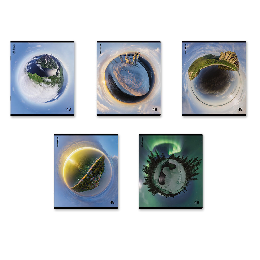 47р. 130р.Тетрадь общая ученическая ErichKrause Фишай. Россия, 48 листов, клетка, матовая ламинация+выборочный УФ-лак_MIX-PACK