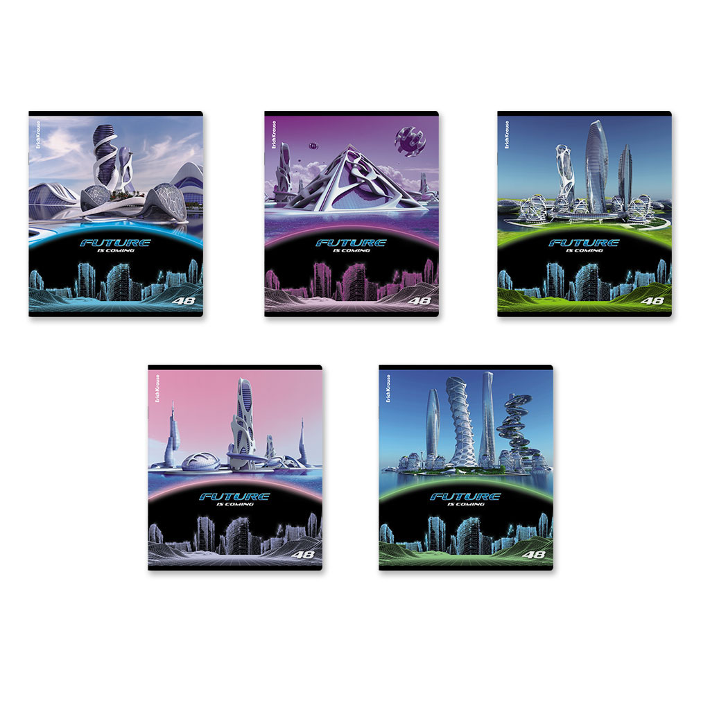 38р. 130р.Тетрадь общая ученическая ErichKrause Future, 48 листов, клетка, глянцевая ламинация_MIX-PACK