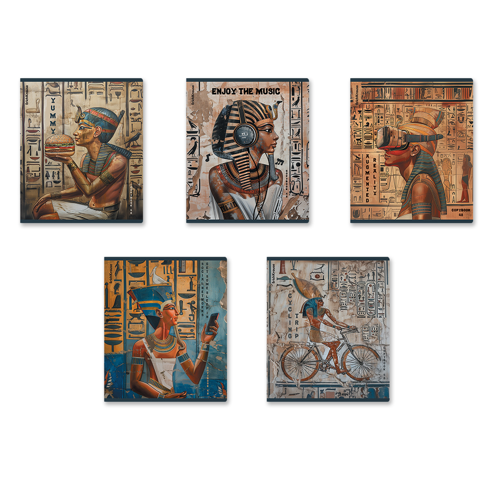 44р. 130р.Тетрадь общая ученическая ErichKrause Newgypt, 48 листов, клетка, матовая ламинация+выборочный УФ-лак_MIX-PACK