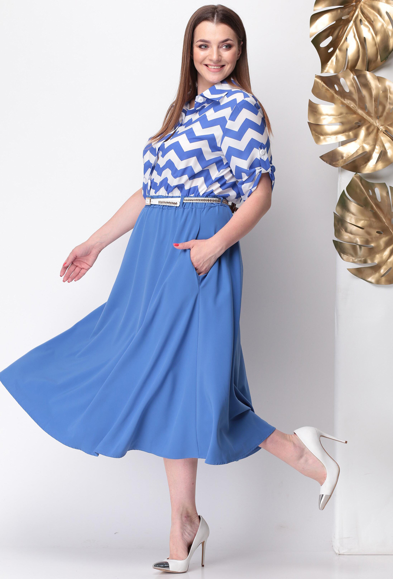 ст. цена2099руб.! Платье Michel Chic 695 василек зигзаг