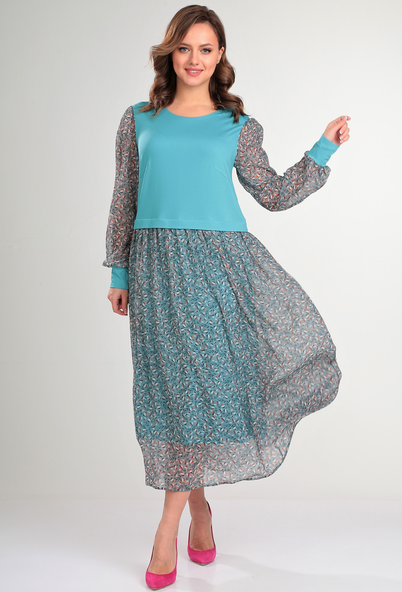 ст. цена2499руб.! Платье Anastasia 945 голубой цветы