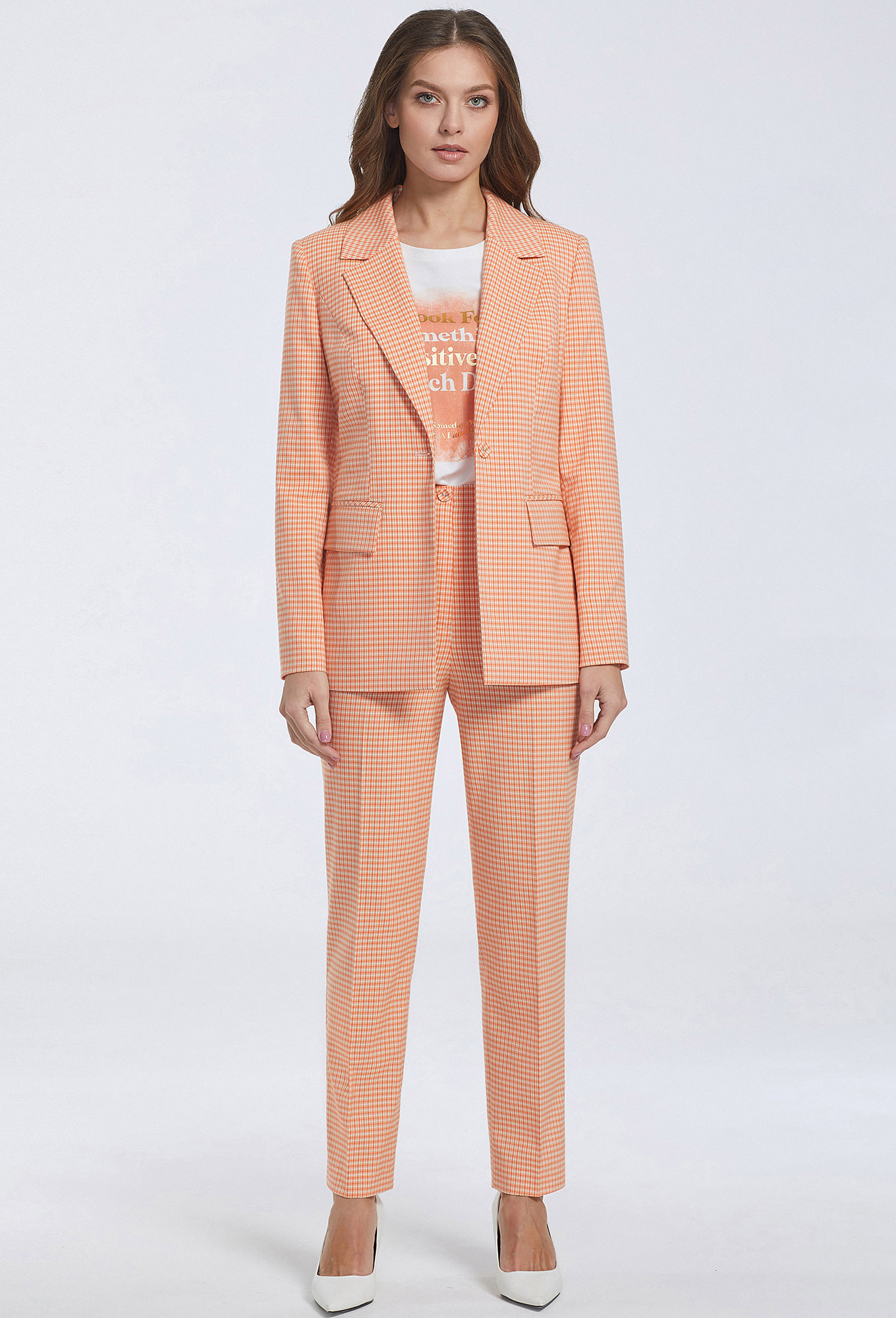 ст. цена2499руб.! Жакет Bazalini 4651 оранжевый клетка