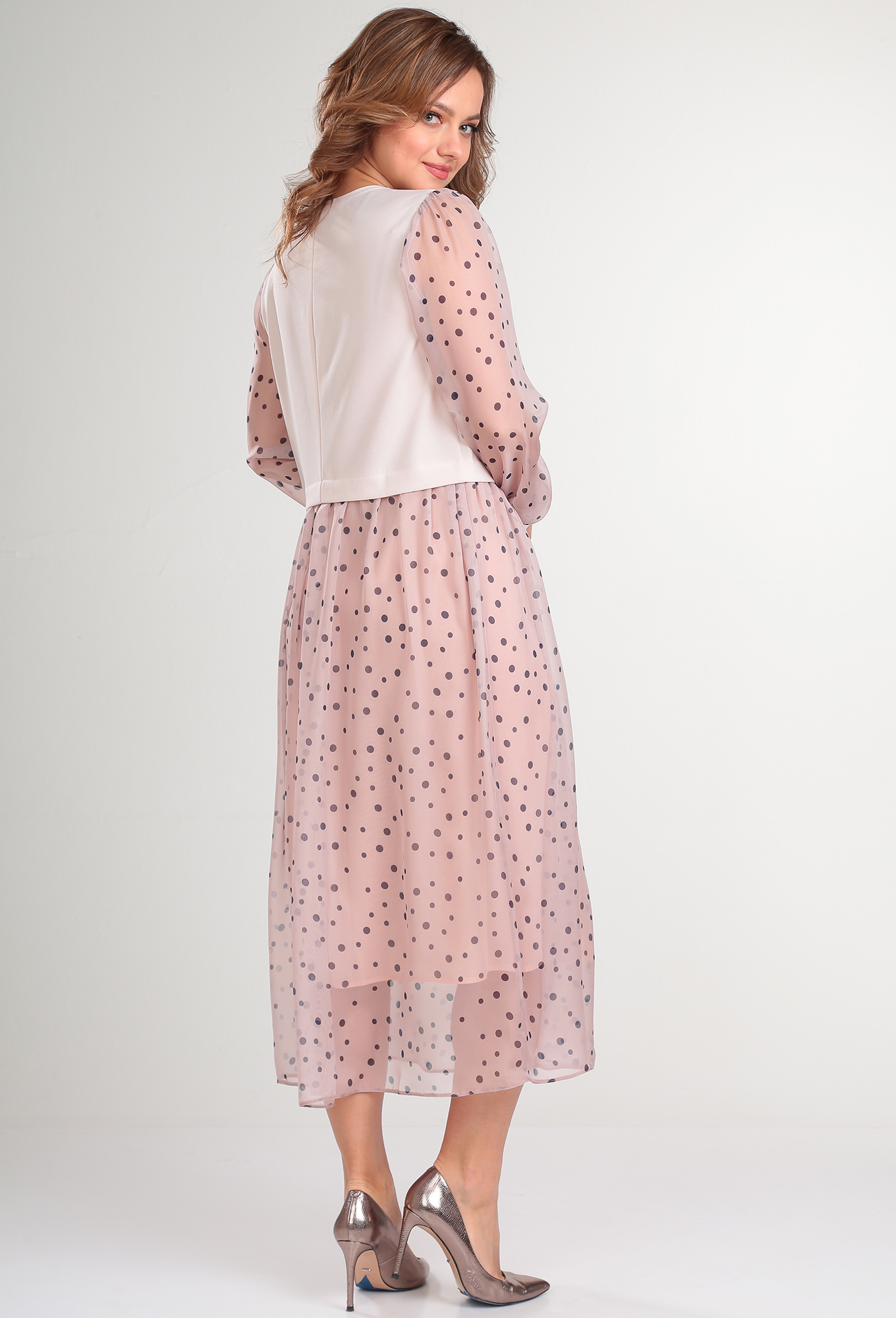 ст. цена2499руб.! Платье Anastasia 945 пудра горох