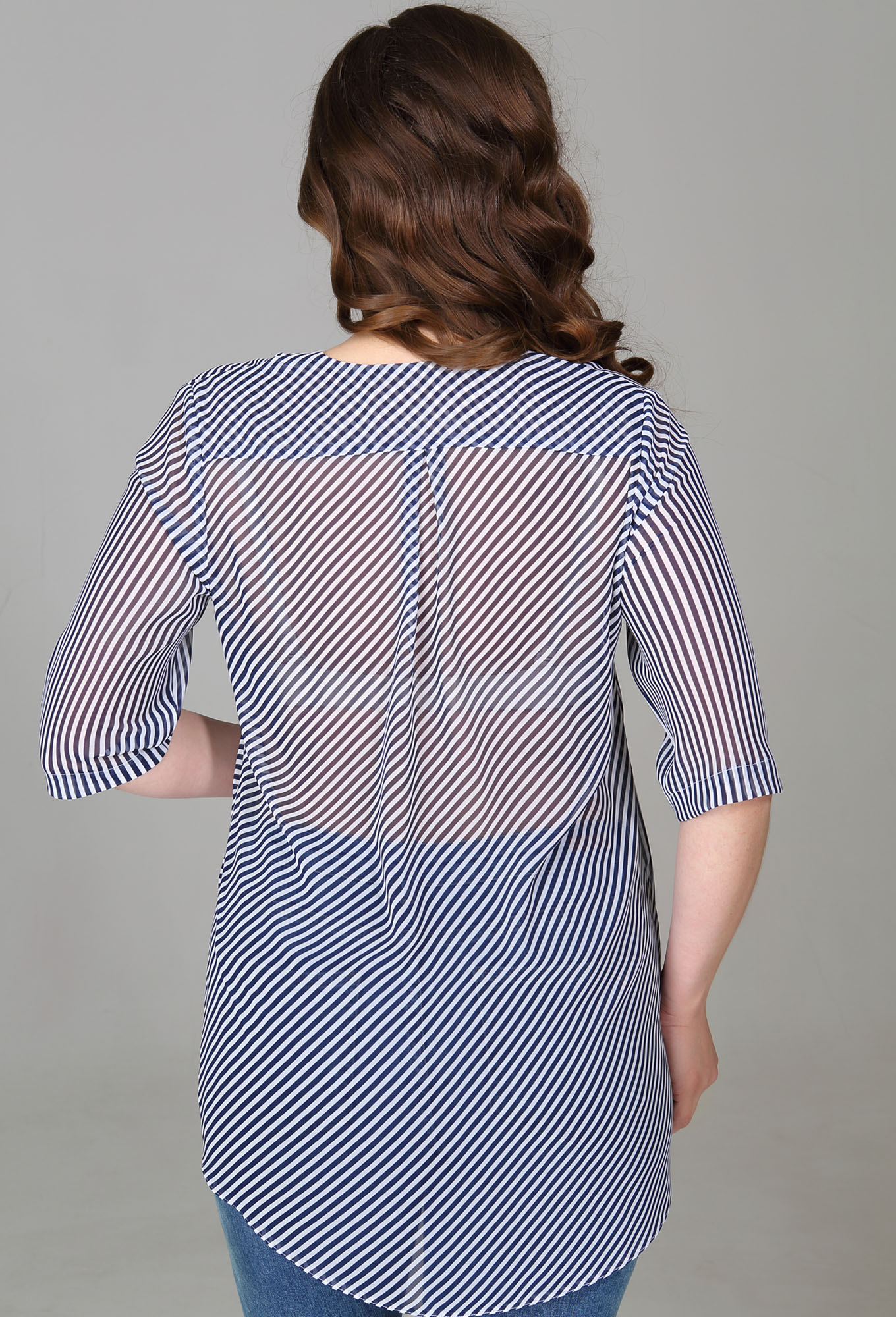 ст. цена1299руб.! Блуза МЕДЕЯ И К 1854 бело-синяя полоска