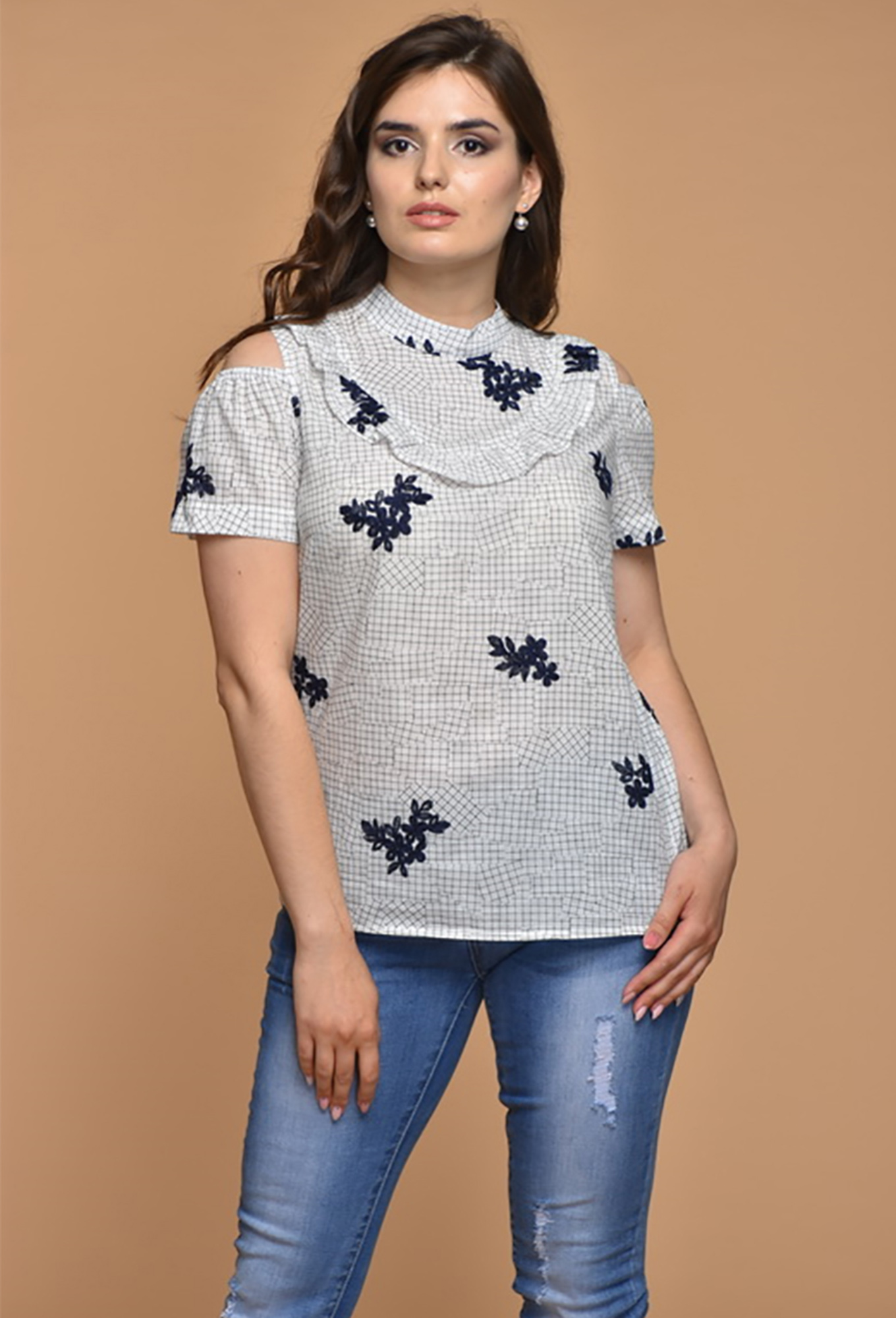 ст. цена999руб.! Блуза МЕДЕЯ И К 1921 молочный синяя клетка