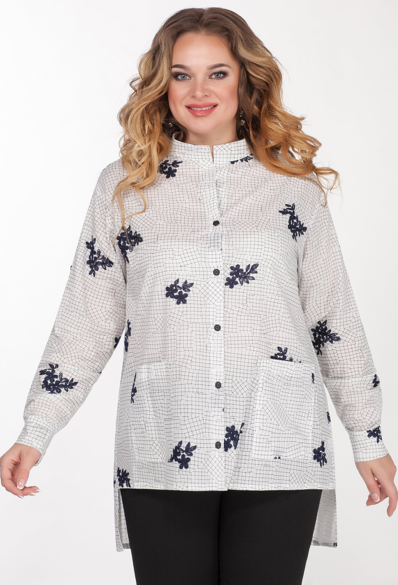 ст. цена1499руб.! Блуза МЕДЕЯ И К 2047 молочный синяя клетка