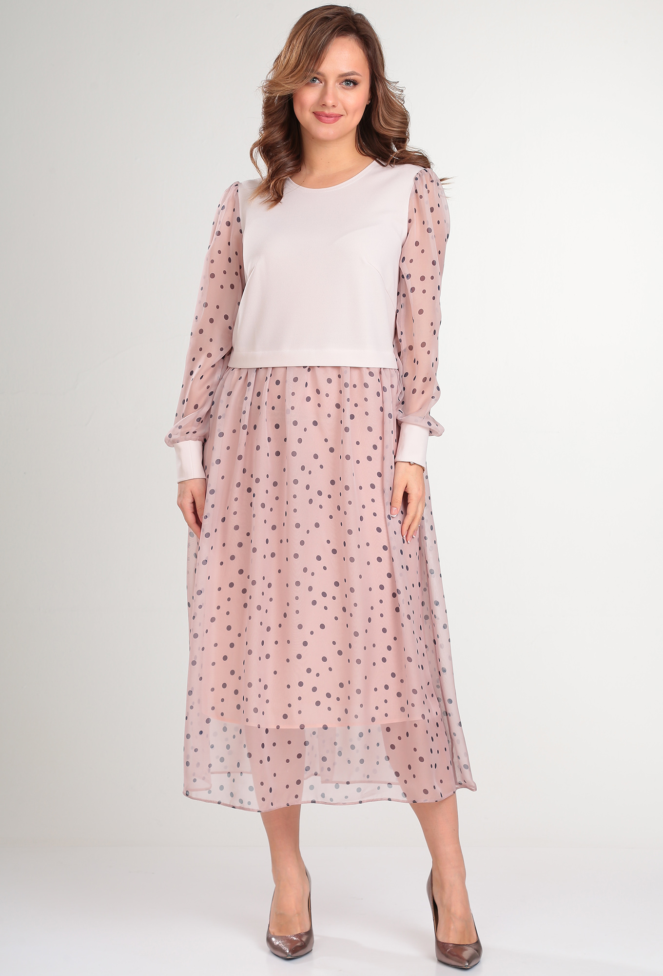 ст. цена2499руб.! Платье Anastasia 945 пудра горох