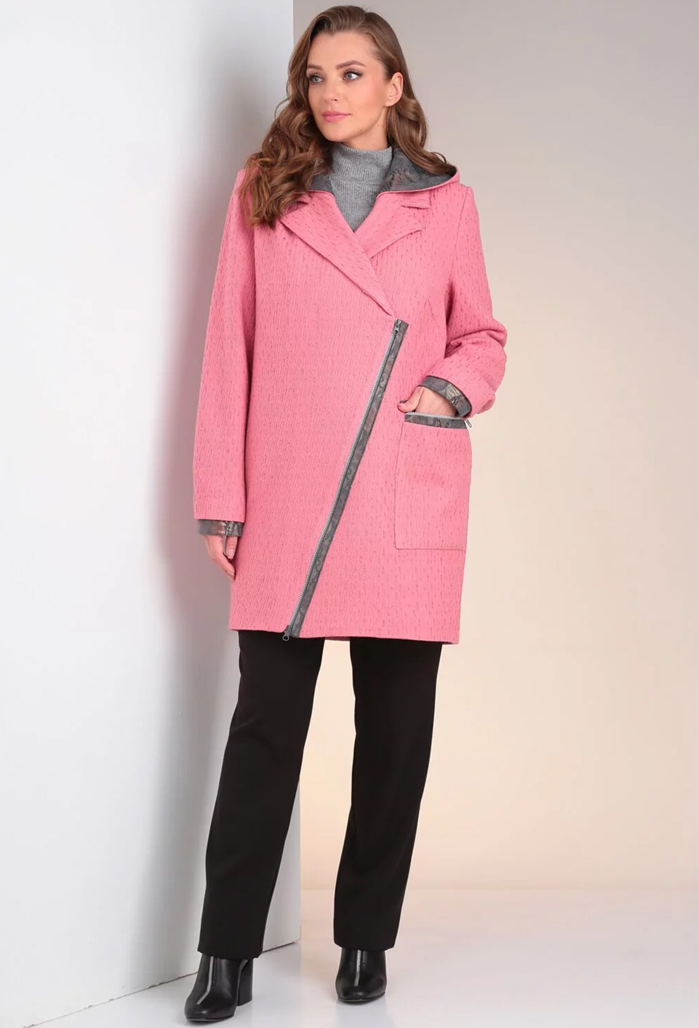 ст. цена2999руб.! Пальто Viola Style 6037 розовый