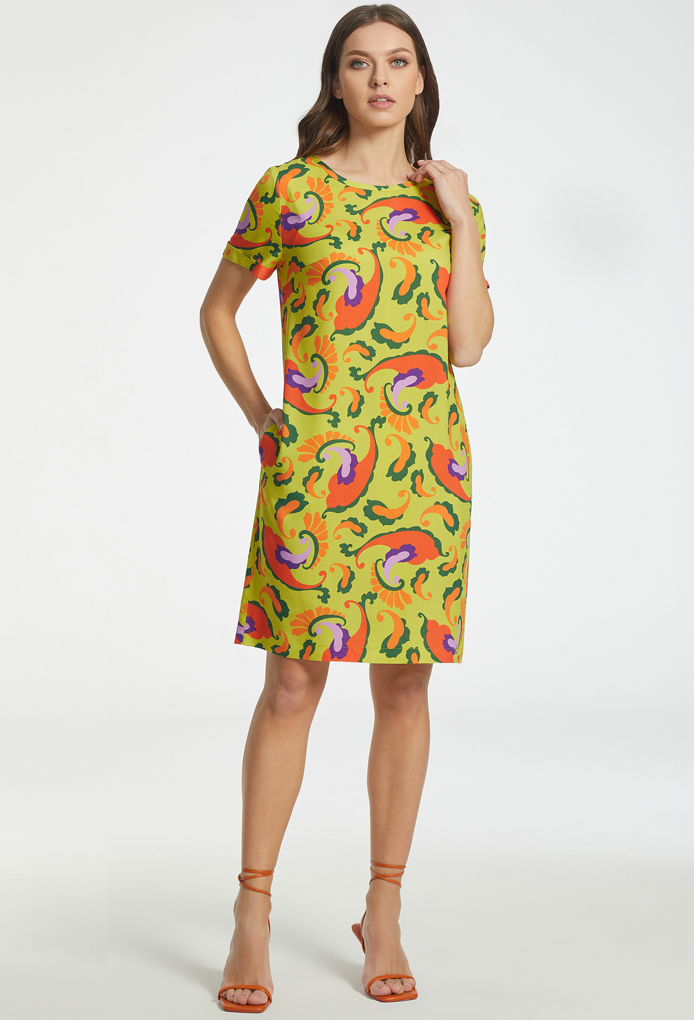 ст. цена2499руб.! Платье Bazalini 4705 олива узор